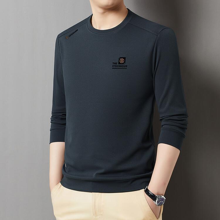 Men's Long Sleeved High-end Round Neck Casual Base Shirt