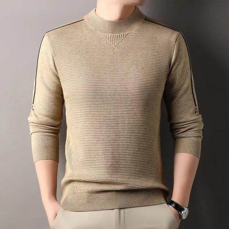 Men's Semi High Neck Autumn And Winter Casual Sweater Knitted Sweater