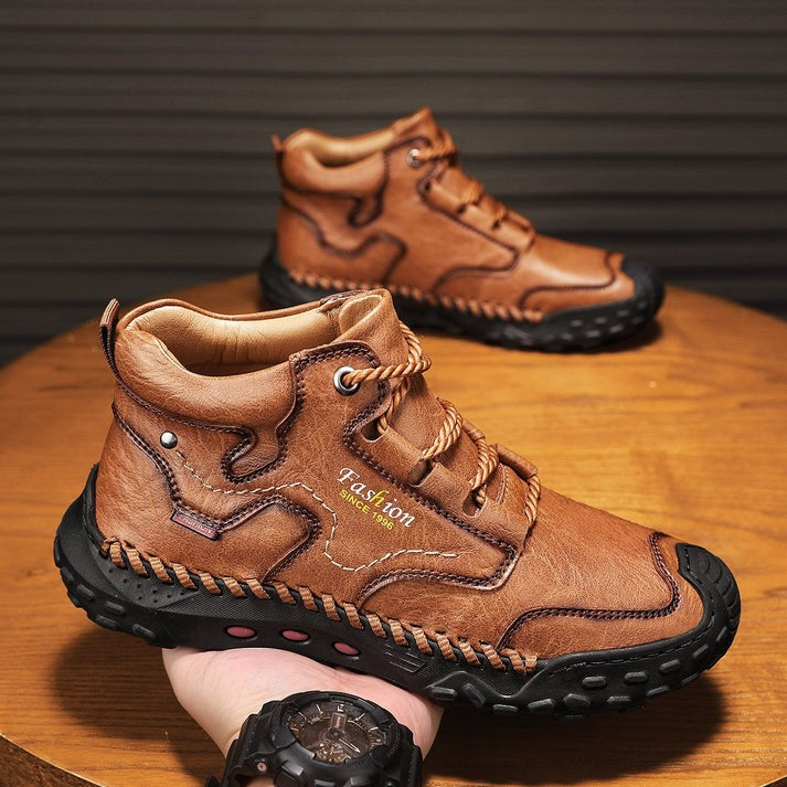 Men's Hand-Sewn Lace-Up Hiking Outdoor Boots