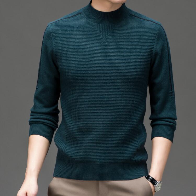 Men's Semi High Neck Autumn And Winter Casual Sweater Knitted Sweater