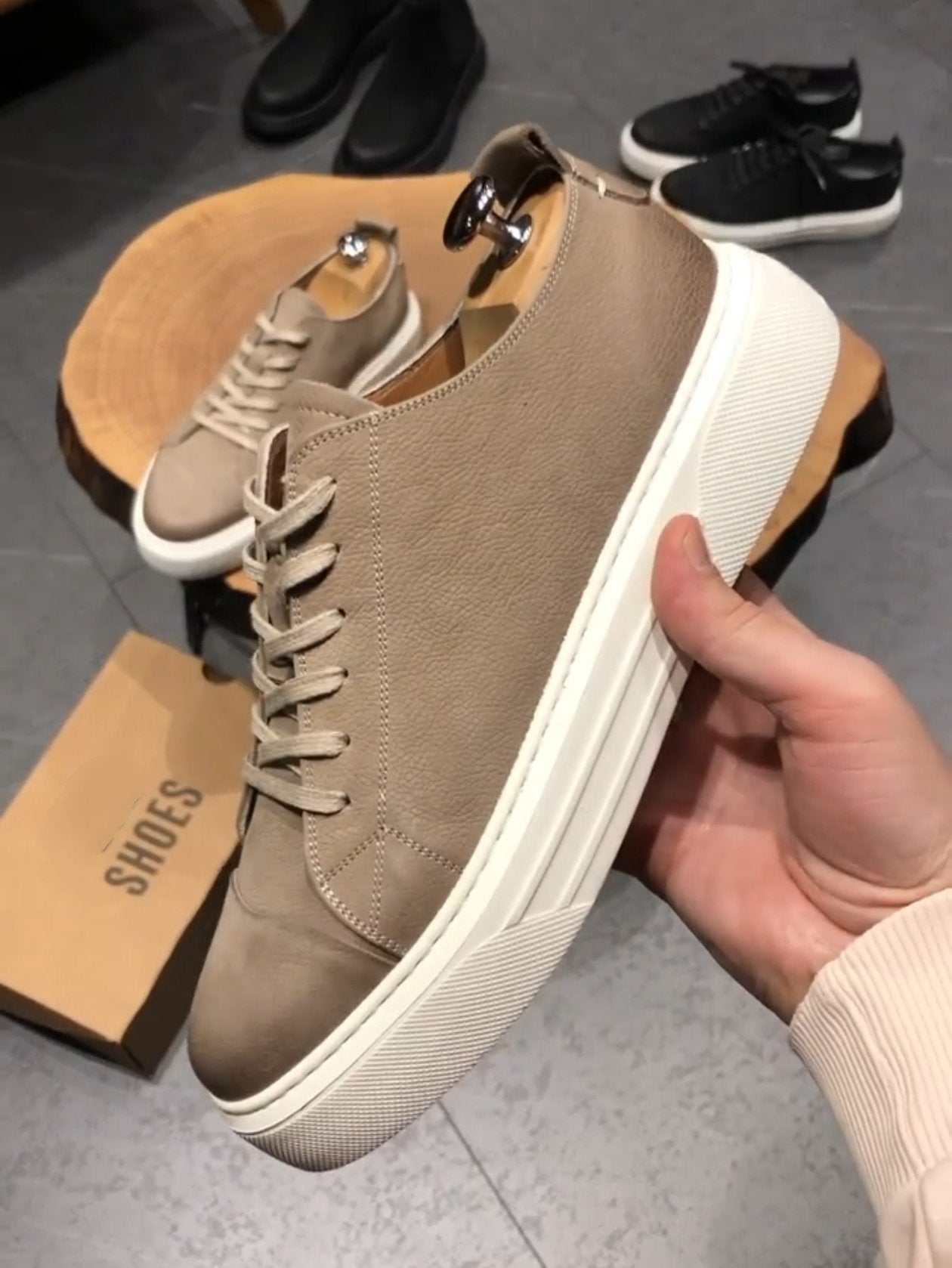 ✅High -quality Dedication✅Classic Men's Khaki Handmade Leather Casual Shoes