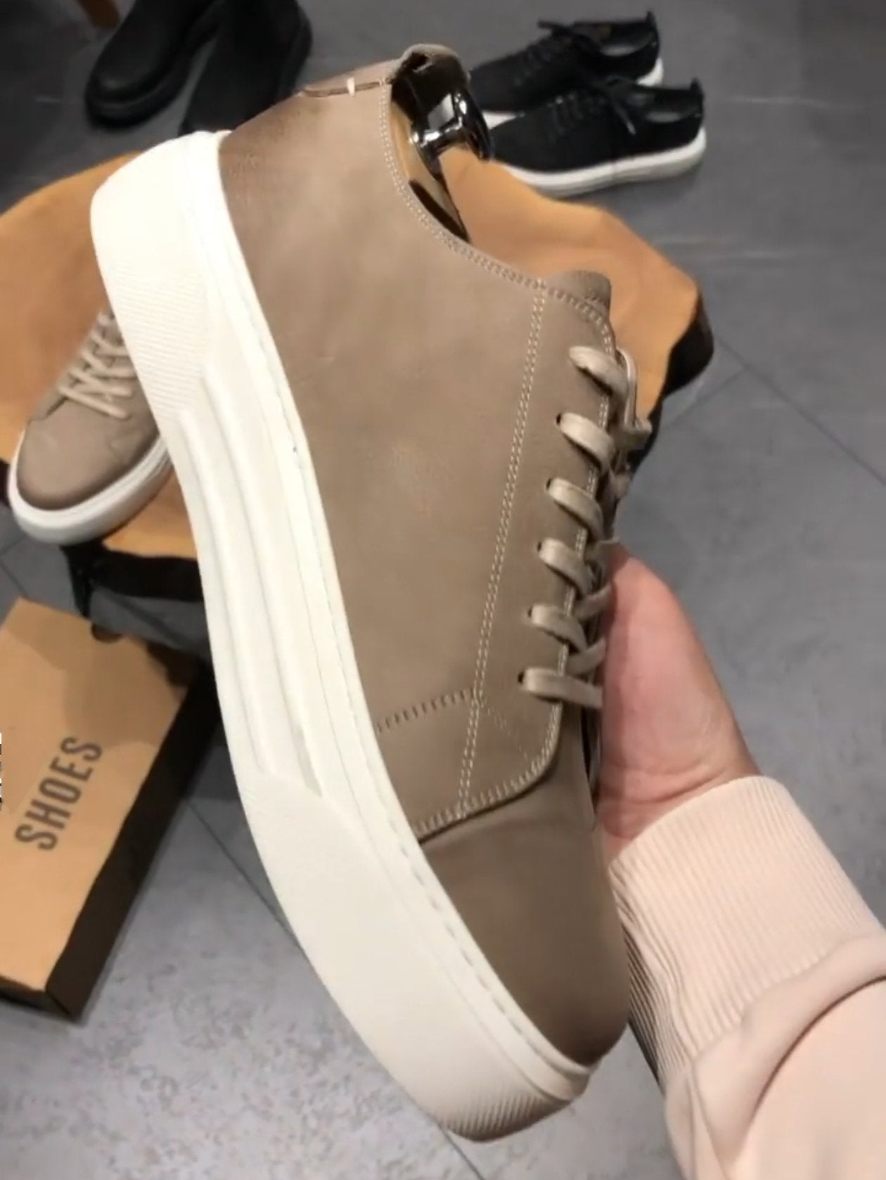 ✅High -quality Dedication✅Classic Men's Khaki Handmade Leather Casual Shoes