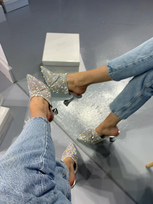 Elegant Sparkling Diamond Slippers